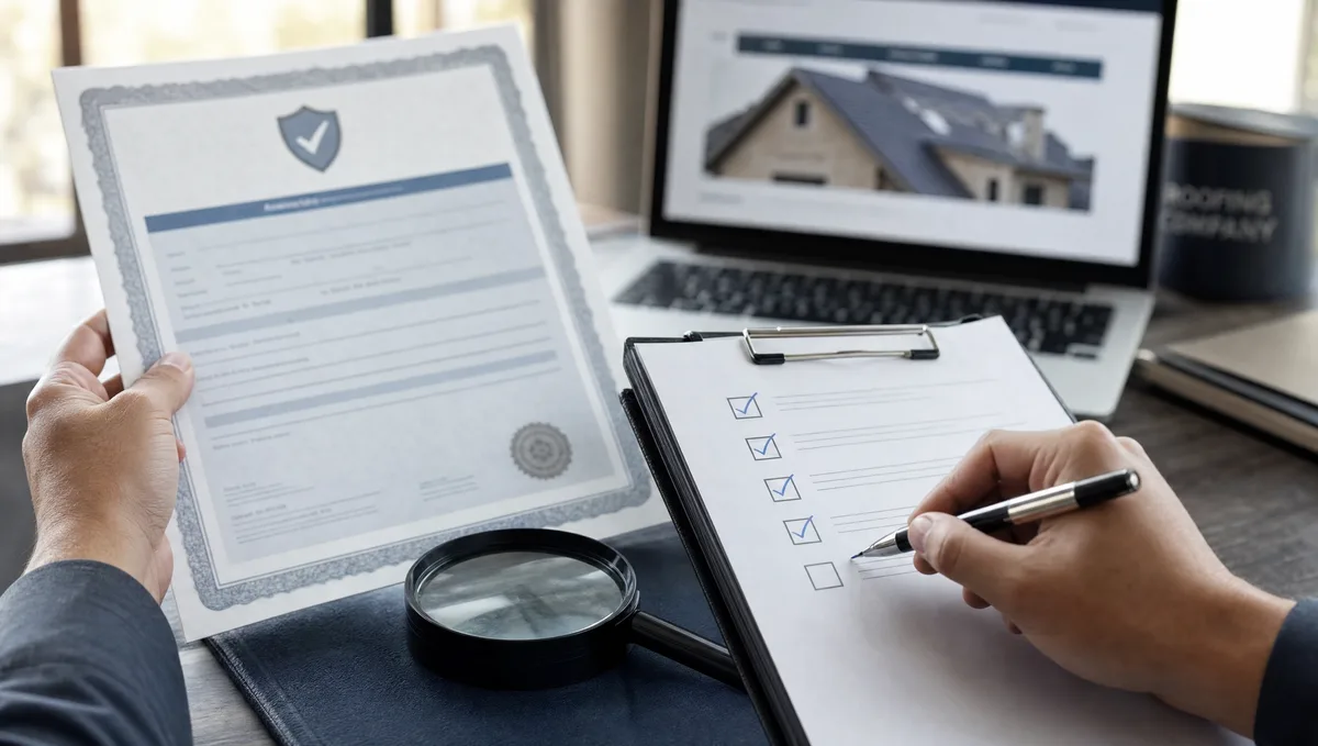 Checking a roofing company's insurance documents against a vetting checklist