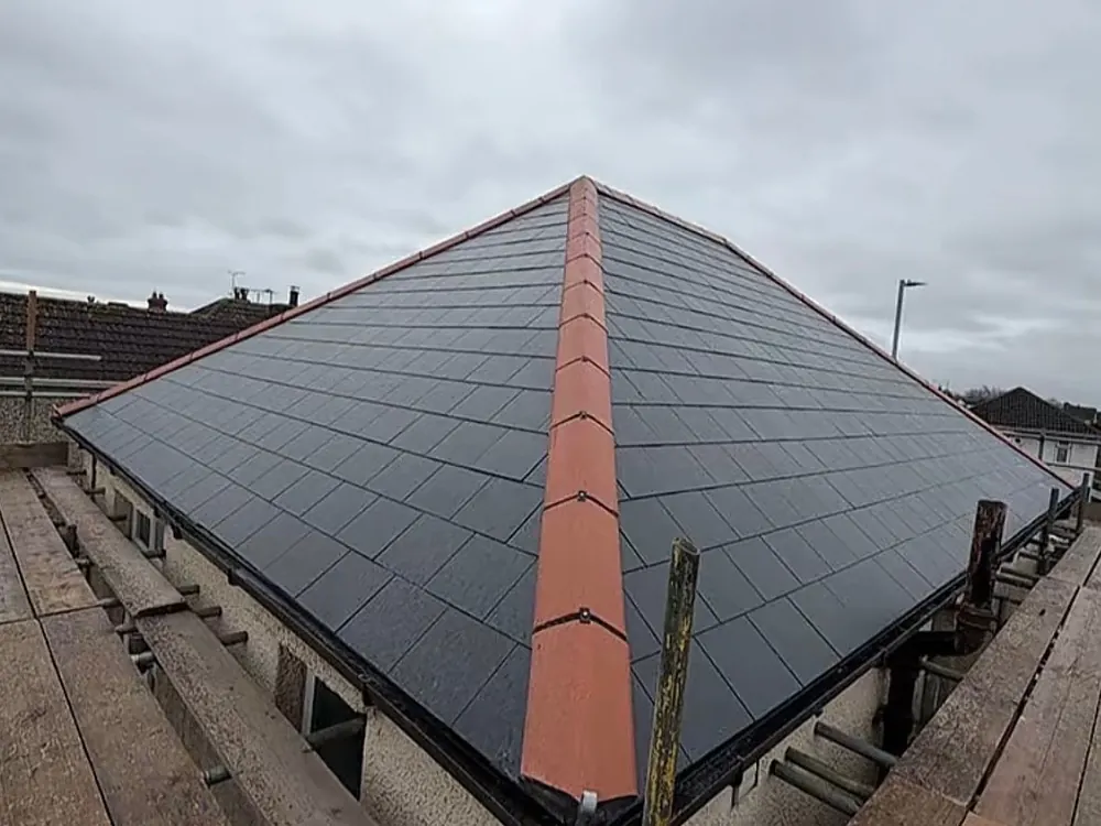 Hipped bungalow re-roof with dry ridge, new soffits and gutters, Oxford area
