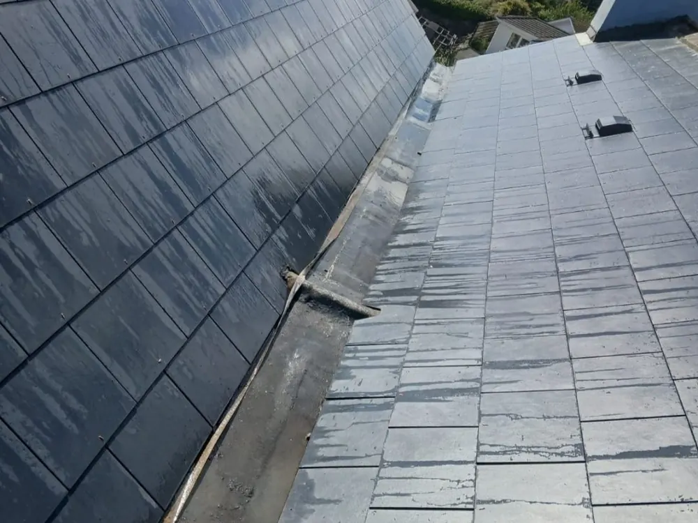New lead valley between two slate slopes